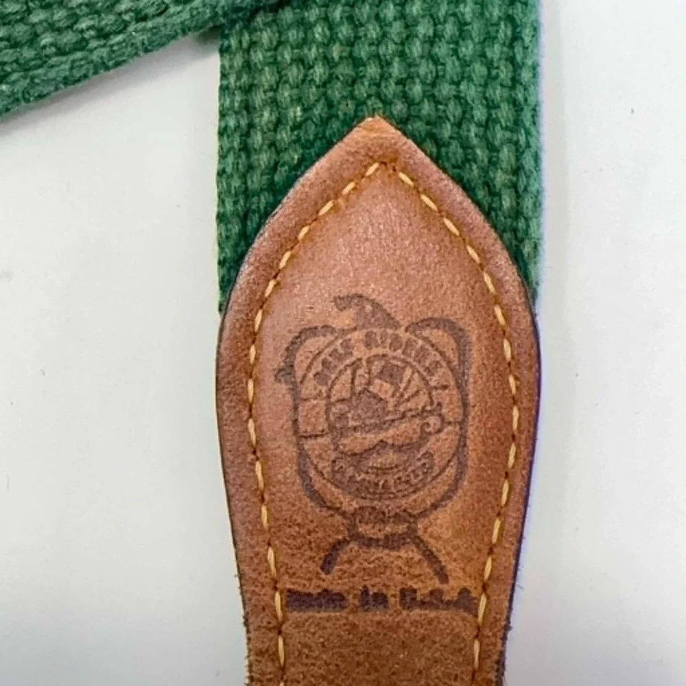 Smathers & Branson Needlepoint Belt Size 40 Green Fishing Lure Leather Canvas
